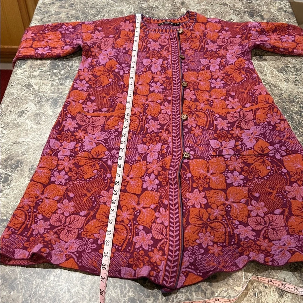 Gudrun Sjoden Ottilia Floral Knjt Coat Jacket Women’s Large - Picture 11 of 13